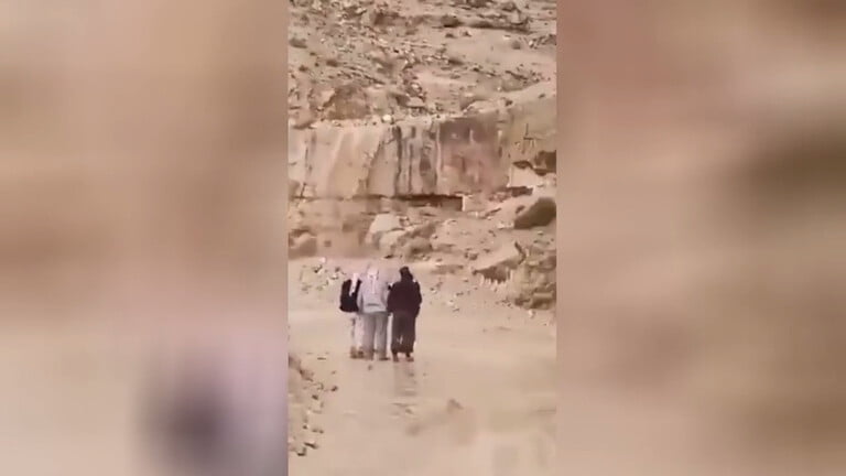 الانهيارات الصخرية تغلق طريقا في الأردن (فيديو)